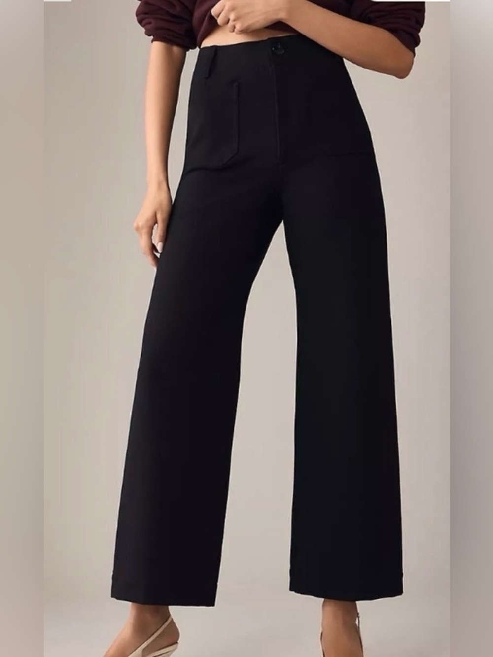 Maeve by Anthropologie black the Colette crop wide leg pants